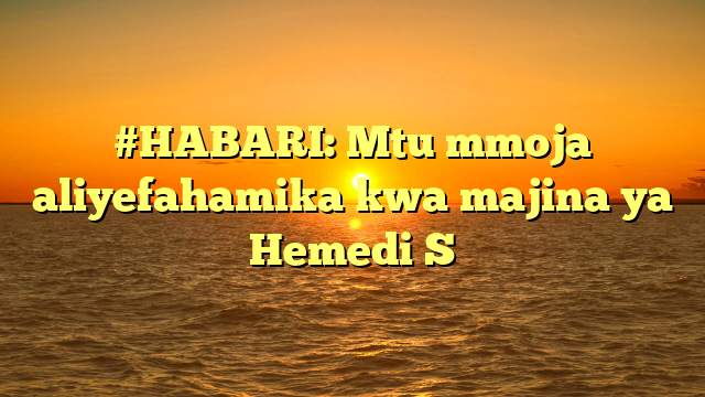 #HABARI: Mtu mmoja aliyefahamika kwa majina ya Hemedi S