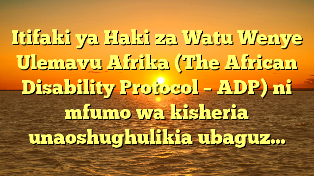 Itifaki ya Haki za Watu Wenye Ulemavu Afrika (The African Disability Protocol – ADP) ni mfumo wa kisheria unaoshughulikia ubaguz…