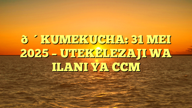 🔴KUMEKUCHA: 31 MEI 2025 – UTEKELEZAJI WA ILANI YA CCM