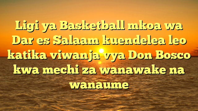 Ligi ya Basketball mkoa wa Dar es Salaam kuendelea leo katika viwanja vya Don Bosco kwa mechi za wanawake na wanaume