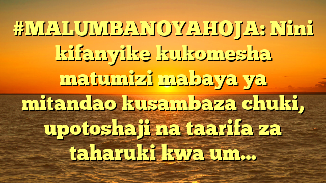 #MALUMBANOYAHOJA: Nini kifanyike kukomesha matumizi mabaya ya mitandao kusambaza chuki, upotoshaji na taarifa za taharuki kwa um…