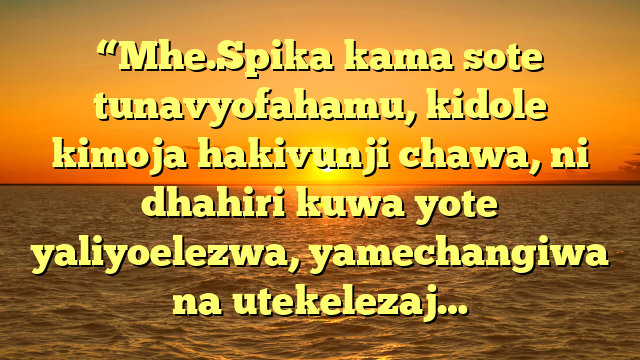 “Mhe.Spika kama sote tunavyofahamu, kidole kimoja hakivunji chawa, ni dhahiri kuwa yote yaliyoelezwa, yamechangiwa na utekelezaj…