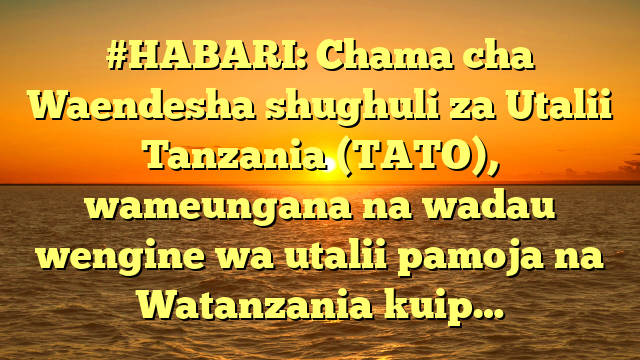 #HABARI: Chama cha Waendesha shughuli za Utalii Tanzania (TATO), wameungana na wadau wengine wa utalii pamoja na Watanzania kuip…