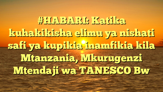 #HABARI: Katika kuhakikisha elimu ya nishati safi ya kupikia inamfikia kila Mtanzania, Mkurugenzi Mtendaji wa TANESCO Bw