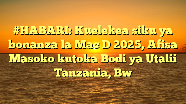 #HABARI: Kuelekea siku ya bonanza la Mac D 2025, Afisa Masoko kutoka Bodi ya Utalii Tanzania, Bw