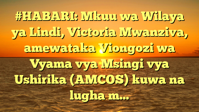 #HABARI: Mkuu wa Wilaya ya Lindi, Victoria Mwanziva, amewataka Viongozi wa Vyama vya Msingi vya Ushirika (AMCOS) kuwa na lugha m…