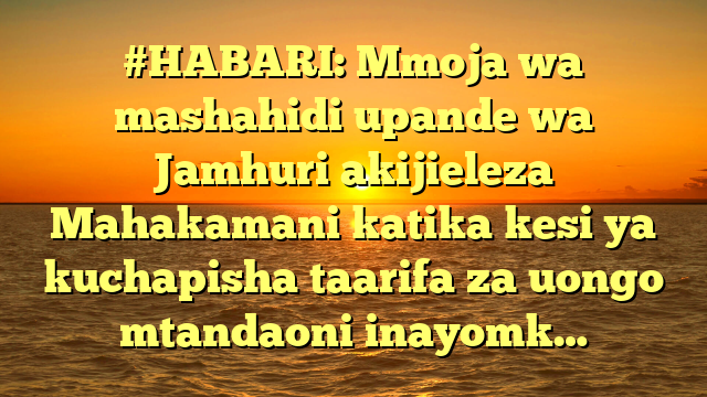 #HABARI: Mmoja wa mashahidi upande wa Jamhuri akijieleza Mahakamani katika kesi ya kuchapisha taarifa za uongo mtandaoni inayomk…