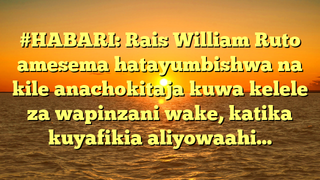 #HABARI: Rais William Ruto amesema hatayumbishwa na kile anachokitaja kuwa kelele za wapinzani wake, katika kuyafikia aliyowaahi…