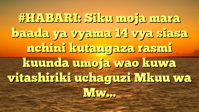 #HABARI: Siku moja mara baada ya vyama 14 vya siasa nchini kutangaza rasmi kuunda umoja wao kuwa vitashiriki uchaguzi Mkuu wa Mw…