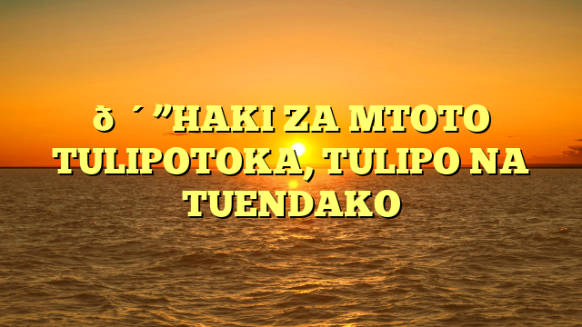 🔴”HAKI ZA MTOTO TULIPOTOKA, TULIPO NA TUENDAKO