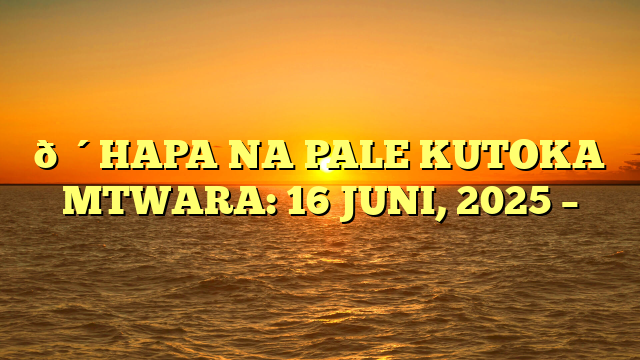🔴HAPA NA PALE KUTOKA MTWARA: 16 JUNI, 2025 –