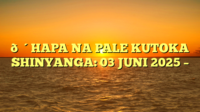 🔴HAPA NA PALE KUTOKA SHINYANGA: 03 JUNI 2025 –