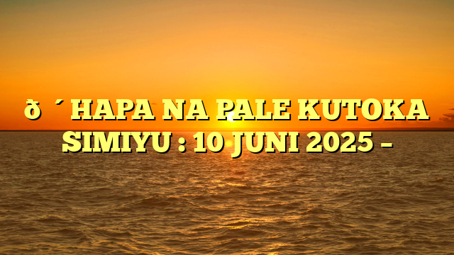 🔴HAPA NA PALE KUTOKA SIMIYU : 10 JUNI 2025 –