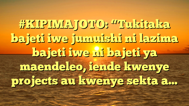 #KIPIMAJOTO: “Tukitaka bajeti iwe jumuishi ni lazima bajeti iwe ni bajeti ya maendeleo, iende kwenye projects au kwenye sekta a…