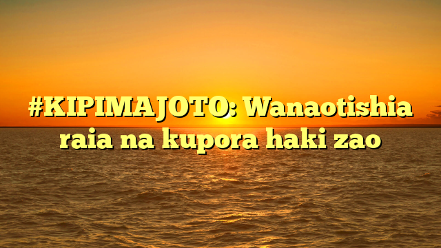 #KIPIMAJOTO: Wanaotishia raia na kupora haki zao