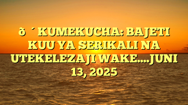 🔴KUMEKUCHA: BAJETI KUU YA SERIKALI NA UTEKELEZAJI WAKE….JUNI 13, 2025