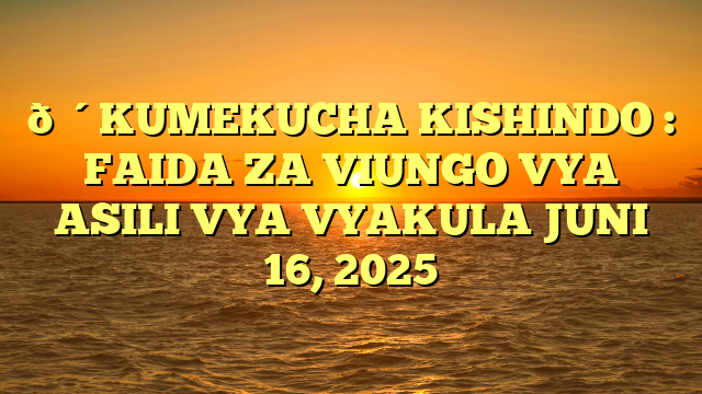 🔴KUMEKUCHA KISHINDO : FAIDA ZA VIUNGO VYA ASILI VYA VYAKULA JUNI 16, 2025