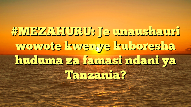 #MEZAHURU: Je unaushauri wowote kwenye kuboresha huduma za famasi ndani ya Tanzania?