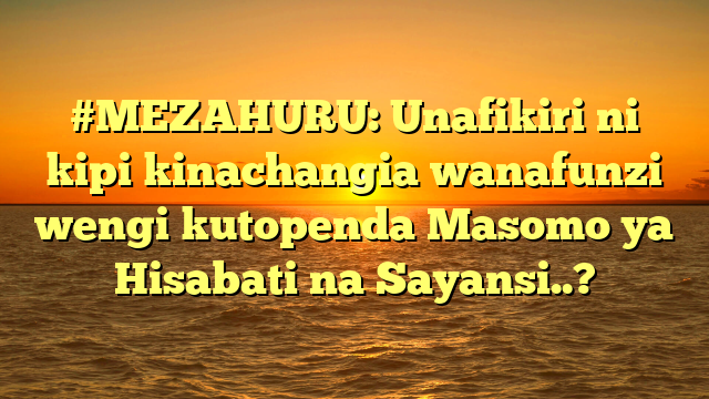 #MEZAHURU: Unafikiri ni kipi kinachangia wanafunzi wengi kutopenda Masomo ya Hisabati na Sayansi..?