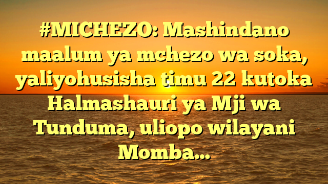 #MICHEZO: Mashindano maalum ya mchezo wa soka, yaliyohusisha timu 22 kutoka Halmashauri ya Mji wa Tunduma, uliopo wilayani Momba…