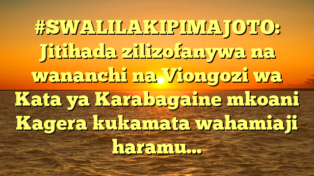 #SWALILAKIPIMAJOTO: Jitihada zilizofanywa na wananchi na Viongozi wa Kata ya Karabagaine mkoani Kagera kukamata wahamiaji haramu…