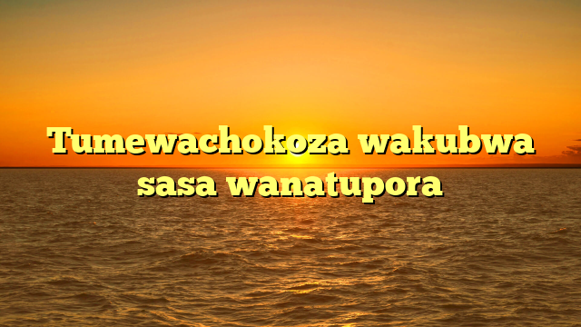 Tumewachokoza wakubwa sasa wanatupora