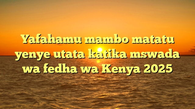 Yafahamu mambo matatu yenye utata katika mswada wa fedha wa Kenya 2025