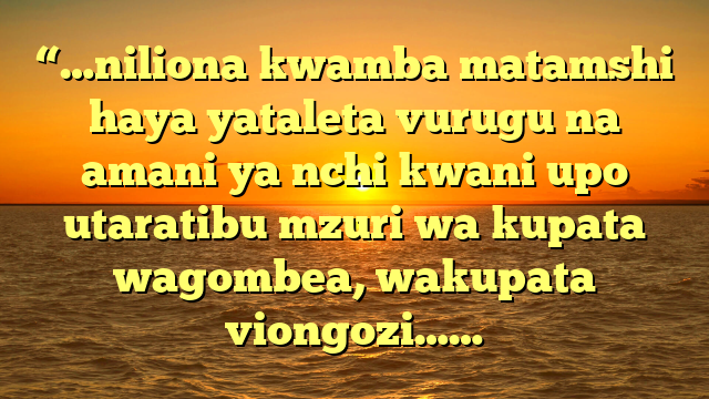 “…niliona kwamba matamshi haya yataleta vurugu na amani ya nchi kwani upo utaratibu mzuri wa kupata wagombea, wakupata viongozi……