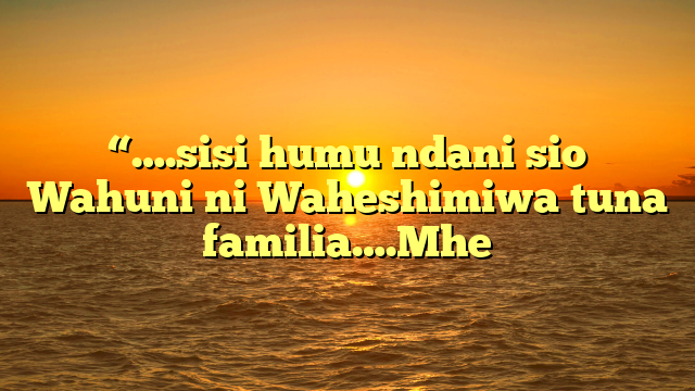 “….sisi humu ndani sio Wahuni ni Waheshimiwa tuna familia….Mhe