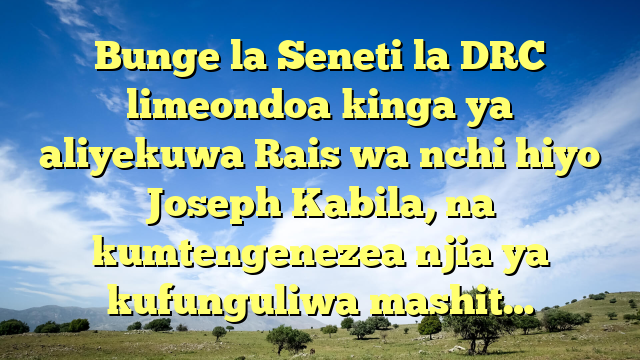 Bunge la Seneti la DRC limeondoa kinga ya aliyekuwa Rais wa nchi hiyo Joseph Kabila, na kumtengenezea njia ya kufunguliwa mashit…