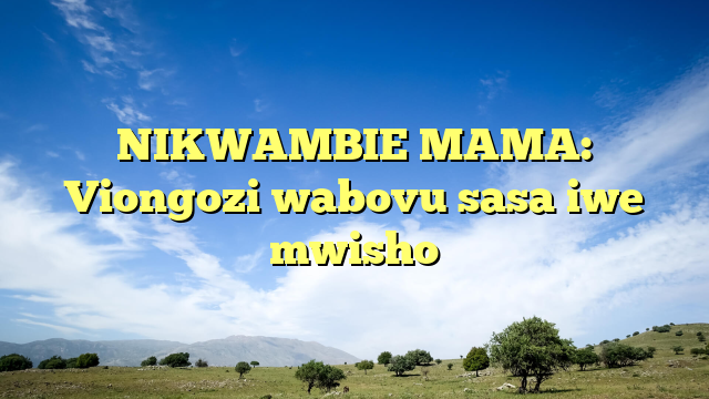 NIKWAMBIE MAMA: Viongozi wabovu sasa iwe mwisho