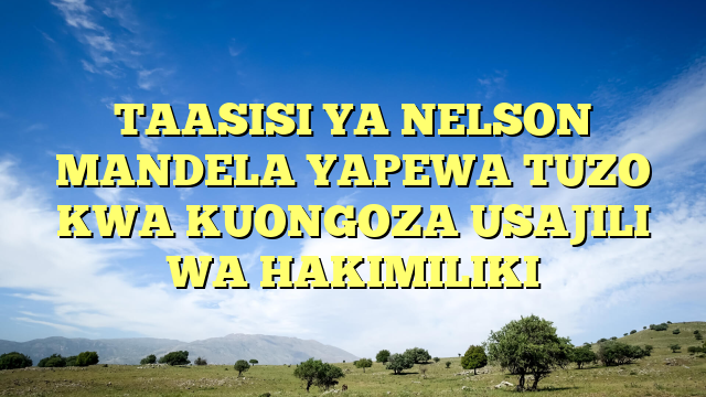 TAASISI YA NELSON MANDELA YAPEWA TUZO KWA KUONGOZA USAJILI WA HAKIMILIKI