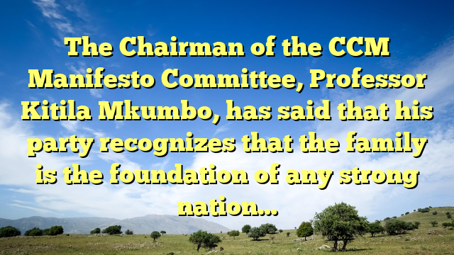 The Chairman of the CCM Manifesto Committee, Professor Kitila Mkumbo, has said that his party recognizes that the family is the foundation of any strong nation…