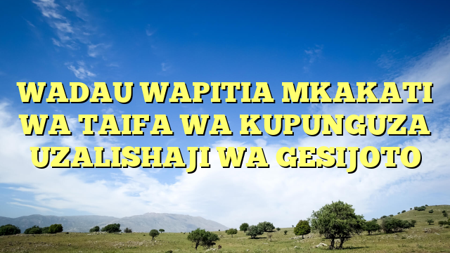 WADAU WAPITIA MKAKATI WA TAIFA WA KUPUNGUZA UZALISHAJI WA GESIJOTO