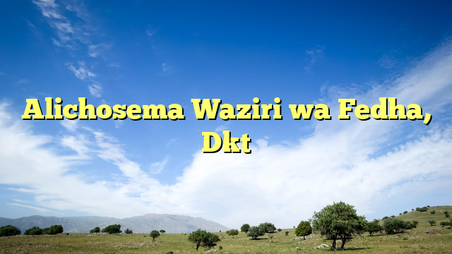 Alichosema Waziri wa Fedha, Dkt