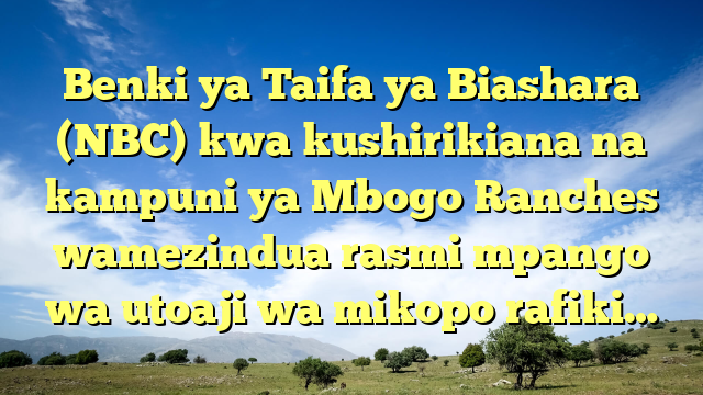 Benki ya Taifa ya Biashara (NBC) kwa kushirikiana na kampuni ya Mbogo Ranches wamezindua rasmi mpango wa utoaji wa mikopo rafiki…