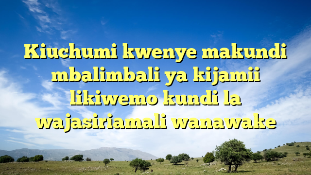 Kiuchumi kwenye makundi mbalimbali ya kijamii likiwemo kundi la wajasiriamali wanawake