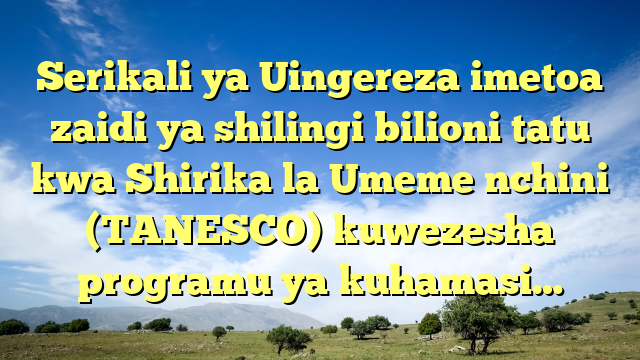 Serikali ya Uingereza imetoa zaidi ya shilingi bilioni tatu kwa Shirika la Umeme nchini (TANESCO) kuwezesha programu ya kuhamasi…