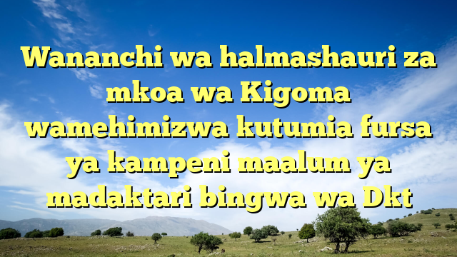 Wananchi wa halmashauri za mkoa wa Kigoma wamehimizwa kutumia fursa ya kampeni maalum ya madaktari bingwa wa Dkt