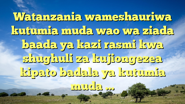 Watanzania wameshauriwa kutumia muda wao wa ziada baada ya kazi rasmi kwa shughuli za kujiongezea kipato badala ya kutumia muda …