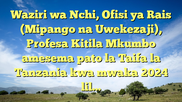 Waziri wa Nchi, Ofisi ya Rais (Mipango na Uwekezaji), Profesa Kitila Mkumbo amesema pato la Taifa la Tanzania kwa mwaka 2024 lil…